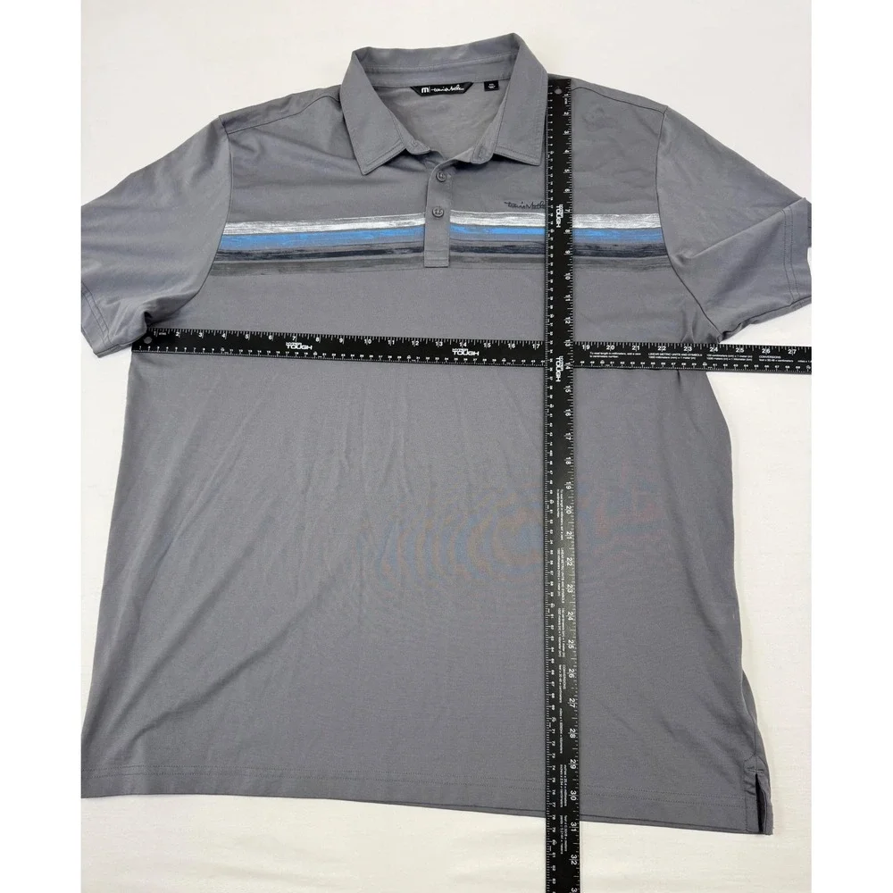 TravisMathew Mens XXL Polo Shirt Bundle 2 Pack Navy Blue Grey Striped Golf‎ Tops